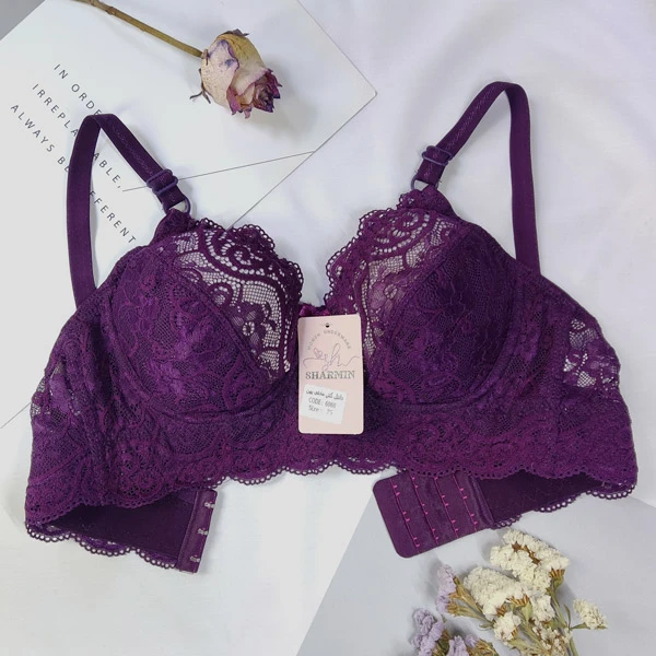 سوتین زنانه شارمین مدل دانتل کش پهن فنر دار سه قزن کد ZP92.2